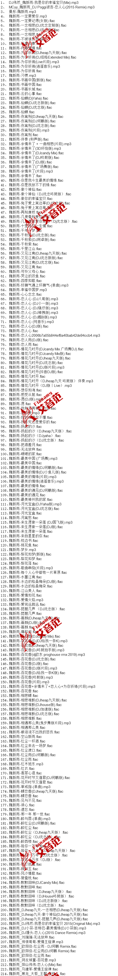 [百度云][2013-2021年][214首合集]《魏新雨》歌曲网盘下载-艾音范